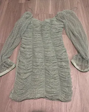 Mint Green Polka Dot Mesh Mini Dress Size L thumbnail 1