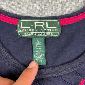 Lauren Ralph Lauren T-Shirt Womens L Blue Crew Neck Short Sleeve Colorblock thumbnail 10