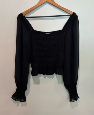 Express sheer puff sleeve top  thumbnail 1