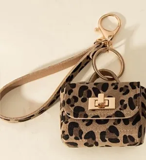 Leopard Print Mini Keychain Bag Brown thumbnail 1
