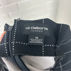 Liz Claiborne Career Black Windowpane Tie Waist Skirt Size 14 thumbnail 3