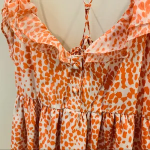 Orange Patterned Mini Sun Dress, size Large thumbnail 3
