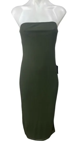 NEW Lulus Women's Green Strapless Sleeveless Midi Bodycon Tank Tube Dress Size L thumbnail 1