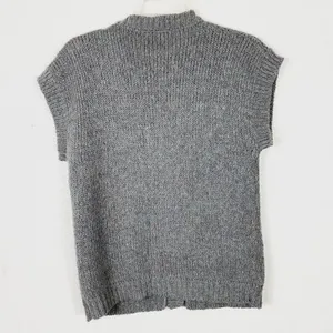 Vintage Blue Grey Knit Short Sleeve Button Up Sweater thumbnail 3