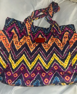 Marc By Marc Jacobs Multicolored Quilted Nylon Tote Bag Chevron Geometric Design thumbnail 1