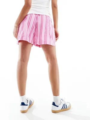 Free People striped pull-on shorts in pink combo XS thumbnail 2