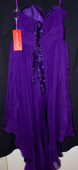 Strapless Purple High Low Prom Dress thumbnail 2