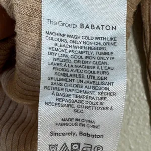 Group Babaton Tan Ribbed Turtleneck Sweater Womens M Neutral Classic Minimalist thumbnail 7