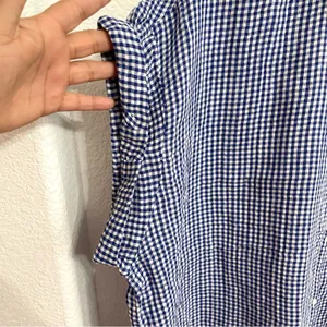Old Navy Womens Shirt Blouse Blue White Gingham Plaid Boxy Button Up Size XL thumbnail 5