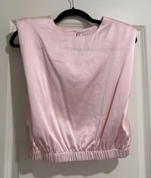 TCEC Pale Pink Satin Elastic-Hem Sleeveless Camisole thumbnail 1