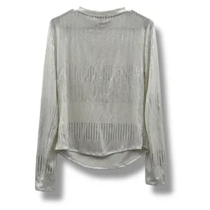 Anthropologie Pilcro‎ Henley Top Women’s Size XL Silver Textured Long Sleeve thumbnail 2