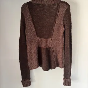 BKE Two Tone Brown Knit Long Sleeve Cardigan L Decorative Buttons Boho Western thumbnail 7