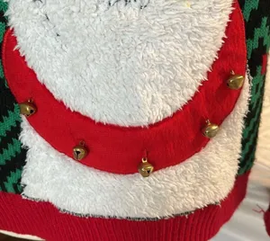 Christmas Jolly Sweater Llama Jingle Bell Green Red Sequins Ugly Oversized thumbnail 4