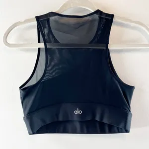 Alo Mesh Airlift Coastline Sports Bra Black Small thumbnail 4