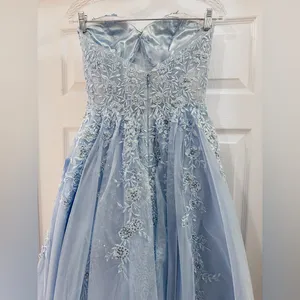 JVN by Jovani 00915 Strapless Long Ball Gown Prom Formal light Blue sz 4 thumbnail 7