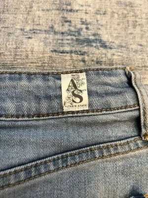 Altar'd State Distressed Light Wash Denim Skirt Women's Small thumbnail 4