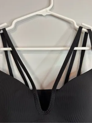 Lululemon Athletica Black Like a Cloud Longline Ribbed Strappy Bralette Size B/C thumbnail 4