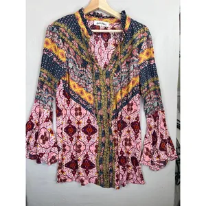 The Rustic Rack Boutique Bohemian Floral Print V Neck Flared Sleeve Blouse Sz M thumbnail 13