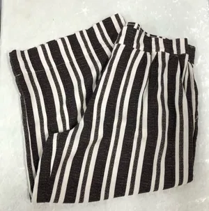 H&M elastic waist stripe wide Leg Trouser Pants W/Pockets women’s 14 thumbnail 1