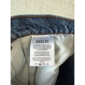 AGOLDE Reworked Denim Mini Skirt Blue Organic Cotton Raw Hem Size 29‎ thumbnail 4