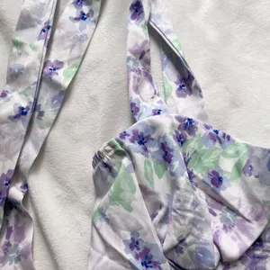 purple pastel green white floral bustier crop tank top thumbnail 2