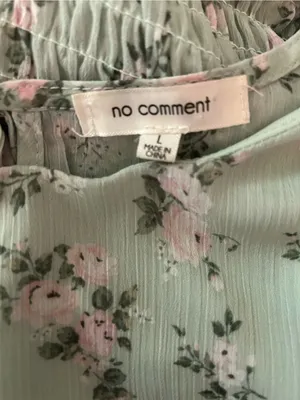 No Comment Smocked Floral Tunic with Ruffle Sleeves - Mint Green thumbnail 3