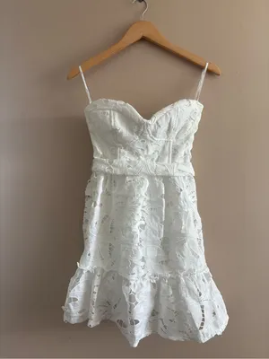Lulus Majorly Cute White Crochet Lace Strapless Bustier Mini Dress Size Small thumbnail 4