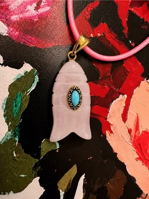 Revolve x Adina Eden Pink Quartz Fish Pendant Faux Leather Rope Necklace Pink thumbnail 4