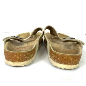 Birkenstock Gizah Cream Beige Ivory Leather Thong T Strap Sandals Size 7.5/38 thumbnail 4
