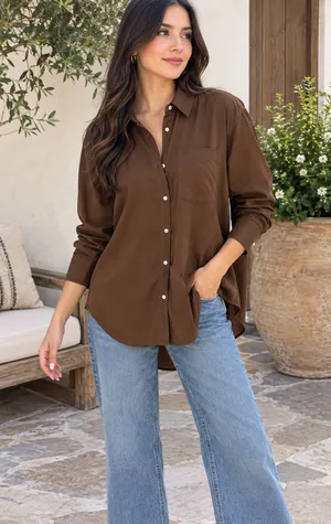 ZARA Brown Long Sleeve Button Down Shirt Size XS thumbnail 1