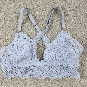 Aerie Lace Bralette Womens S Blue Padded Adjustable Crossed Strap Lingerie Top thumbnail 11