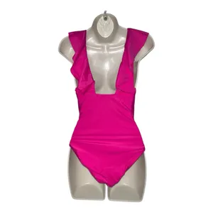 J. Crew Ruched Ruffle One Piece Swimsuit Pink NWT‎ Size 2 Colorful Bright Girly thumbnail 4