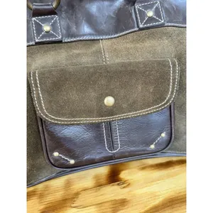 Vintage Eddie Bauer Brown Leather M Sized Satchel Purse Western City Classic‎ thumbnail 4