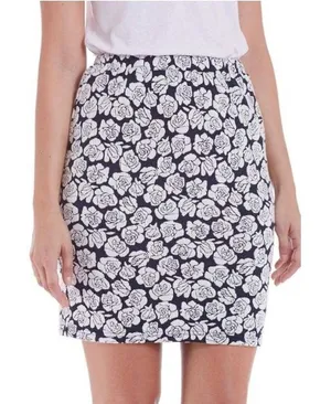 Poppy Lux Pippa Rose Jersey Skirt Navy Blue Floral High Waisted Comfy Size‎ 6 thumbnail 1