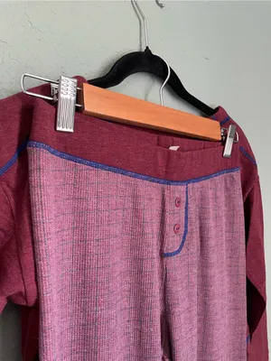 New Free People Thermal Lounge Set Henley Gorpcore Cabin Long Sleeve Maroon XS thumbnail 8