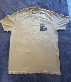"Half Mom Half Coffee" Beige Graphic T-Shirt Short Sleeve Crewneck Comfy Cozy thumbnail 1