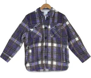 Sky to Moon Purple Plaid Button Down Shacket Jacket SM-J60002A Womens‎ small thumbnail 1