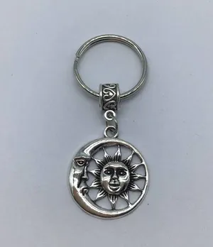 New sun and moon silver or gray dangle keychain thumbnail 7