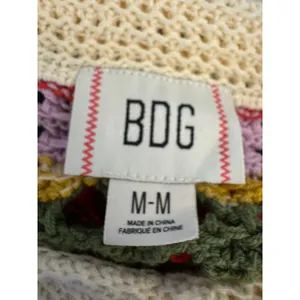 BDG M Colorful Crochet Knit Sweater Vest Retro V-Neck thumbnail 3
