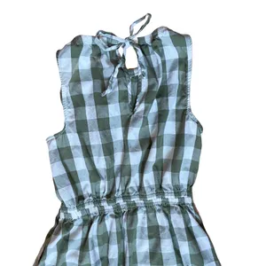 Sleeveless Fit and Flare Green Gingham Maxi Dress 🔥 thumbnail 3
