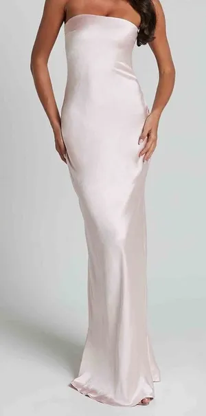 Showpo Charlita Strapless Cowl Back Satin‎ Maxi Dress Women’s Sz 16 NWT thumbnail 1