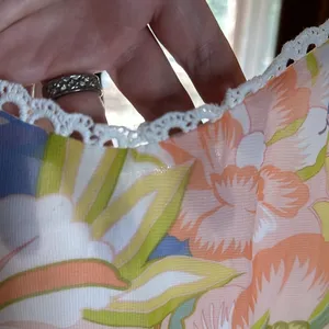 NWT AQUA Floral Mini Dress Picot Trim Pastel Print Bloomingdale’s Size Small thumbnail 6