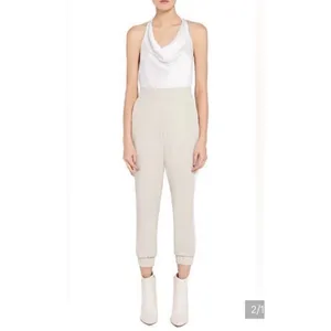 Alice And Olivia Pete Jogger Pants Size Medium Cream With White Stripes thumbnail 4
