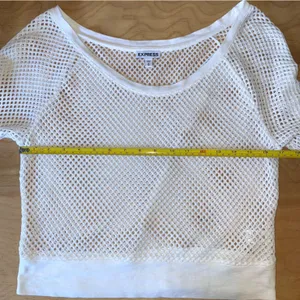 Express White Mesh Knit Top thumbnail 3