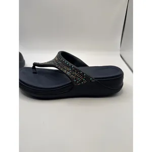 Crocs LiteRide Vibe Flip Sandals Navy Blue Studded Geometric Women 8 206084 thumbnail 3
