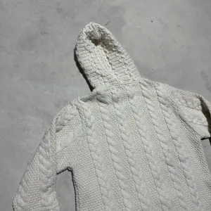 Aran Wool Knot Hooded Zip Up Sweater Women's SZ Small Merino Wool Fisherman thumbnail 7