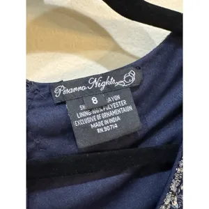 Pisarro Nights Navy Beaded V-neck Cocktail Dress Size 8 $238 MSRP thumbnail 7