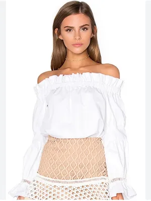 ALEXIS Ellen Off The Shoulder Top in White thumbnail 3