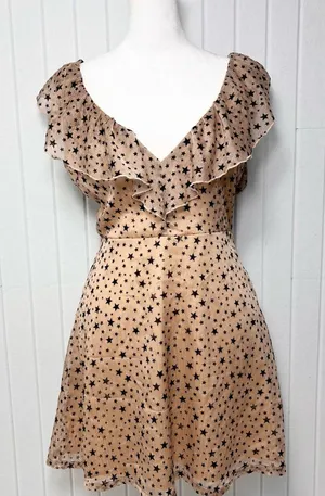 Nasty Gal Cream Mini Sundress with stars Sleeveless Scoop Neck size‎ 4 thumbnail 1