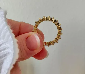 Oval Cut Eternity Band Gold Clear “Lacey” Wedding Engagement Promise Classic Jewelry thumbnail 10